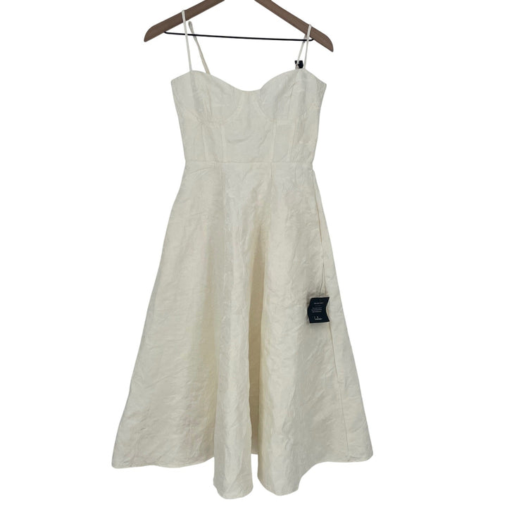Lulus Meet Me For Tea White Jacquard Bustier Midi Dress Size S