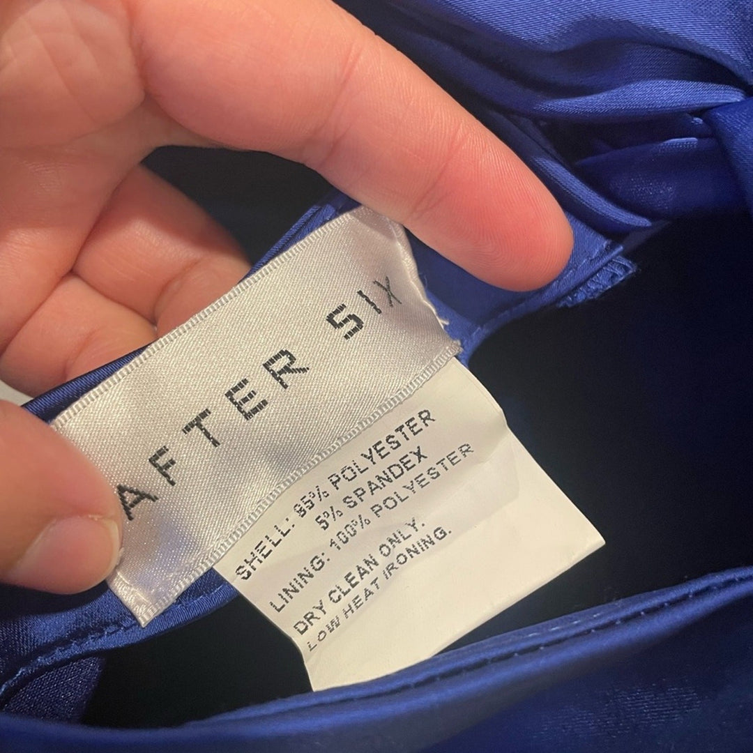 After Six Plunge Halter Open-Back Maxi Bias Dress With Low Back Size M