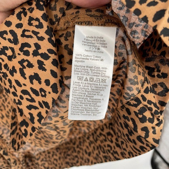 J Crew Sleeveless Leopard Print Tie Front Tunic Top Women Size L