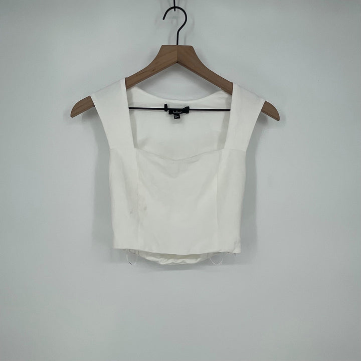Lulus White Square Neck Cap Sleeve Cropped Top Size S