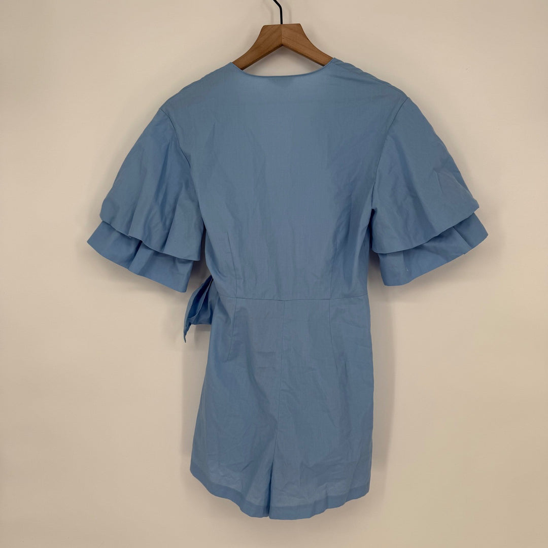 Blue Ruffle Sleeve Wrap Romper Jumpsuit Topshop Size 4