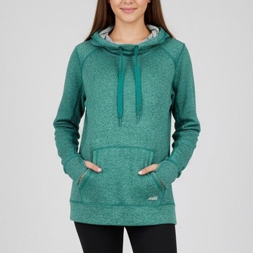 Avia Women's Activewear Hoodie Sweatshirt Green Pullover Thumb Hole Size Large