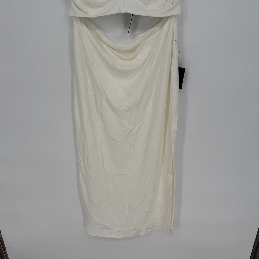 Lulus Divide and Contour White Ribbed Cutout Bodycon Midi Dress Size XL