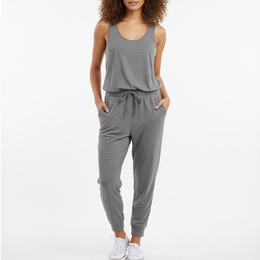 Alternative Grey Jersey Tank Jumpsuit Lounge Athleisure Size L
