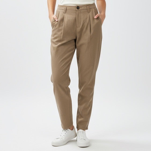 Sundance Relaxed Fit Pleated Tencel Pants Women's Size 8 Tan Casual