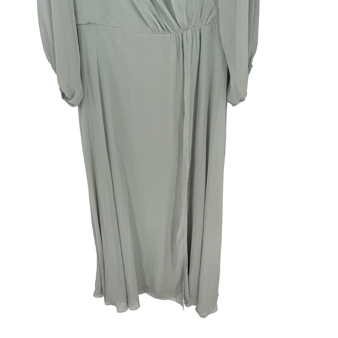 Dessy Collection Convertible Neck Long Sleeve Chiffon Gown Willow Green Size 16