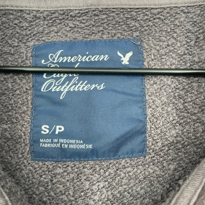 American Eagle Outfitters Charcoal Gray Quarter Zip Hoodie Sweatshirt Size SP