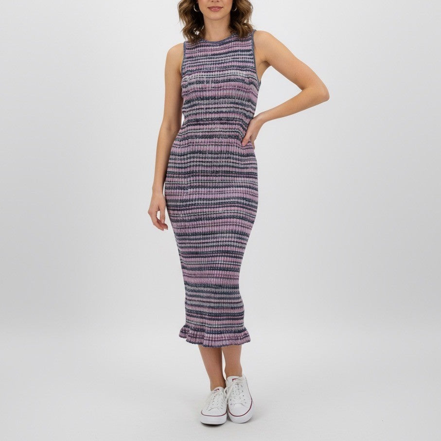 GAP Striped Ribbed Knit Sleeveless Midi Dress Keyhole Back XS
