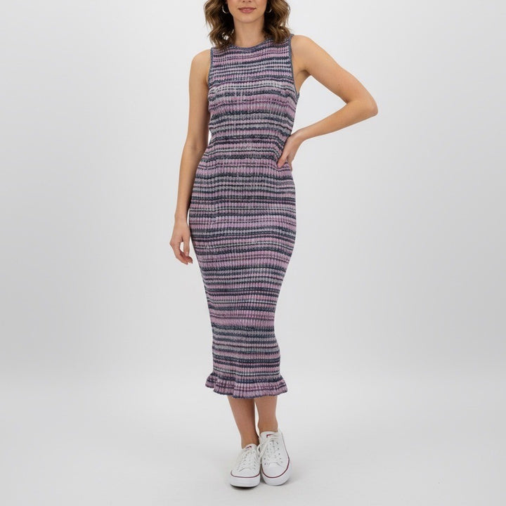 GAP Striped Ribbed Knit Sleeveless Midi Dress Keyhole Back XS