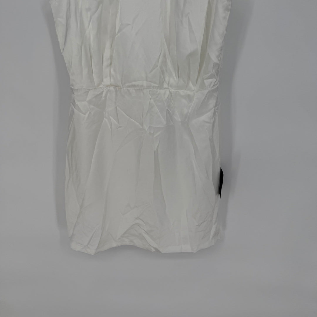 Lulus Classic Elegance White Satin Sleeveless Mock Neck Mini Dress Size L