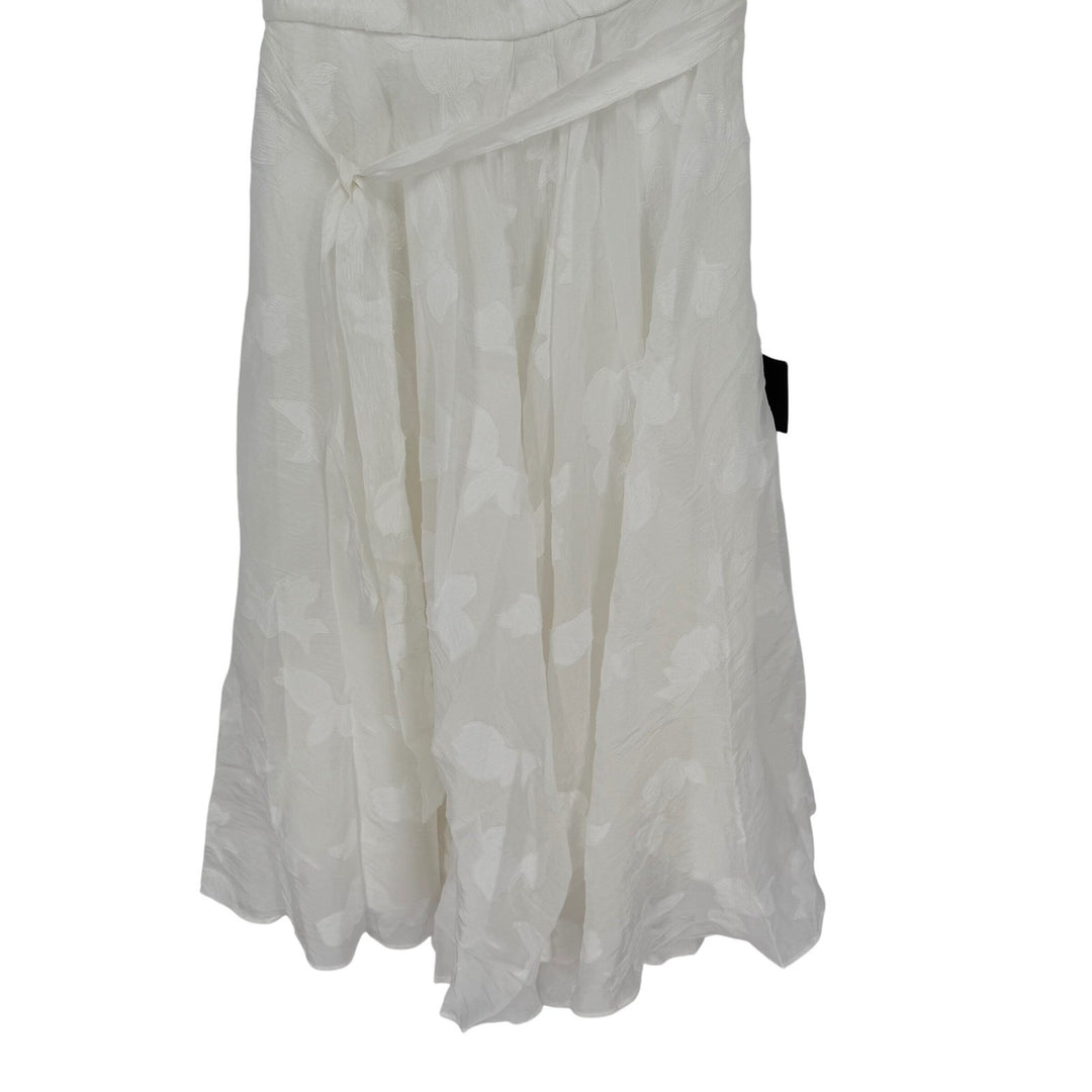 Lulus Sweet Definition White Burnout Ruffled One-Shoulder Midi Dress Size M