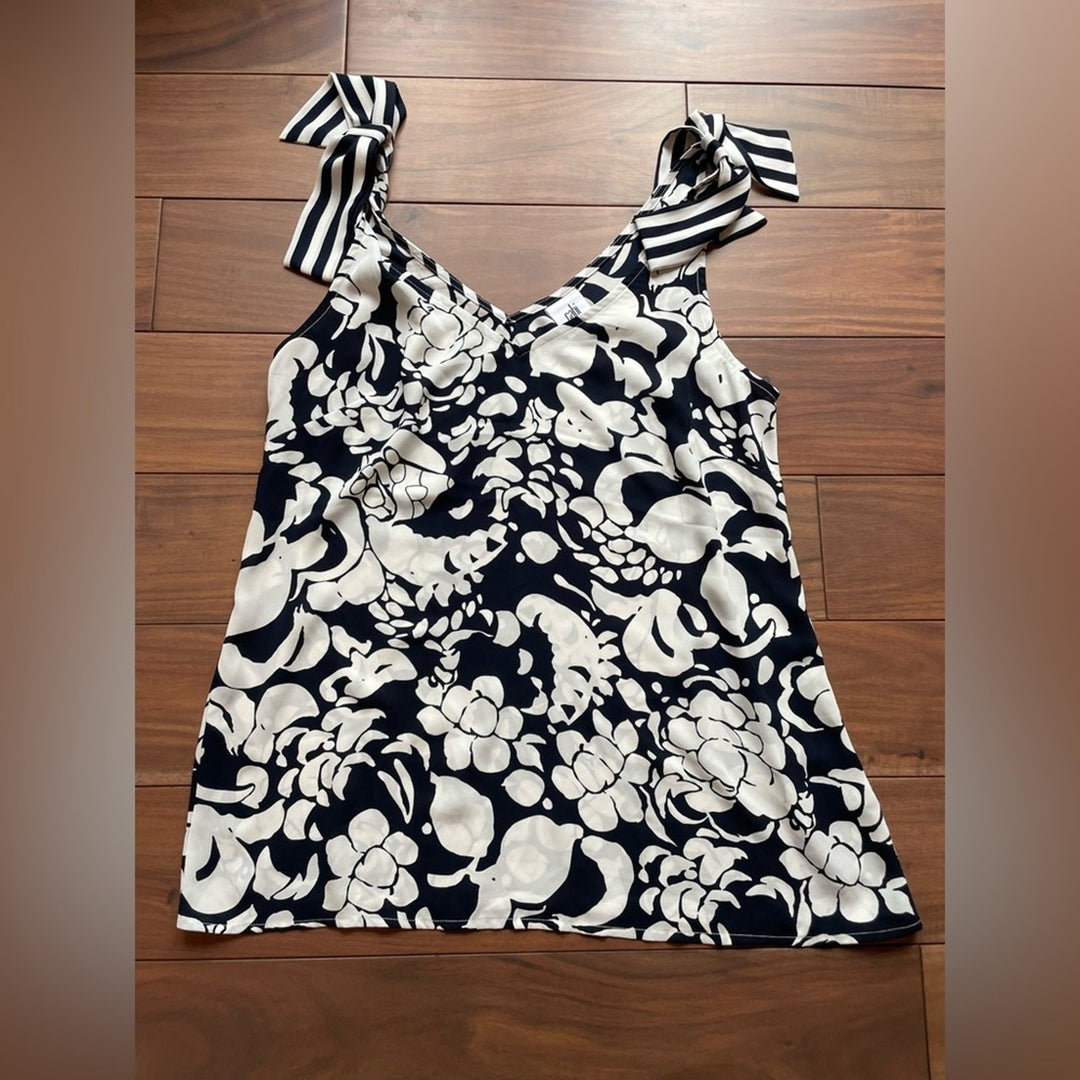 Cabi Floral Shoulder Tie Sleeveless Blouse Size S