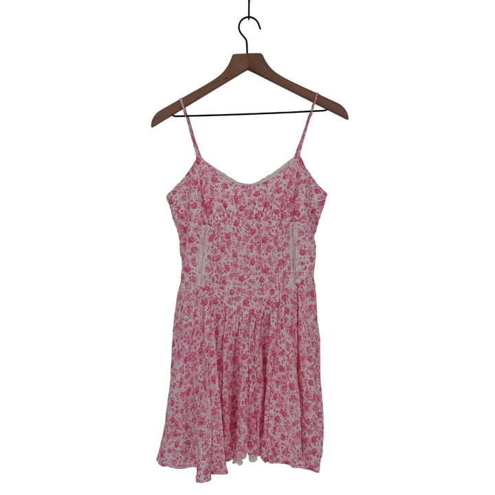 Sky to Moon Pink Floral Lace Trim Cami Dress Size L