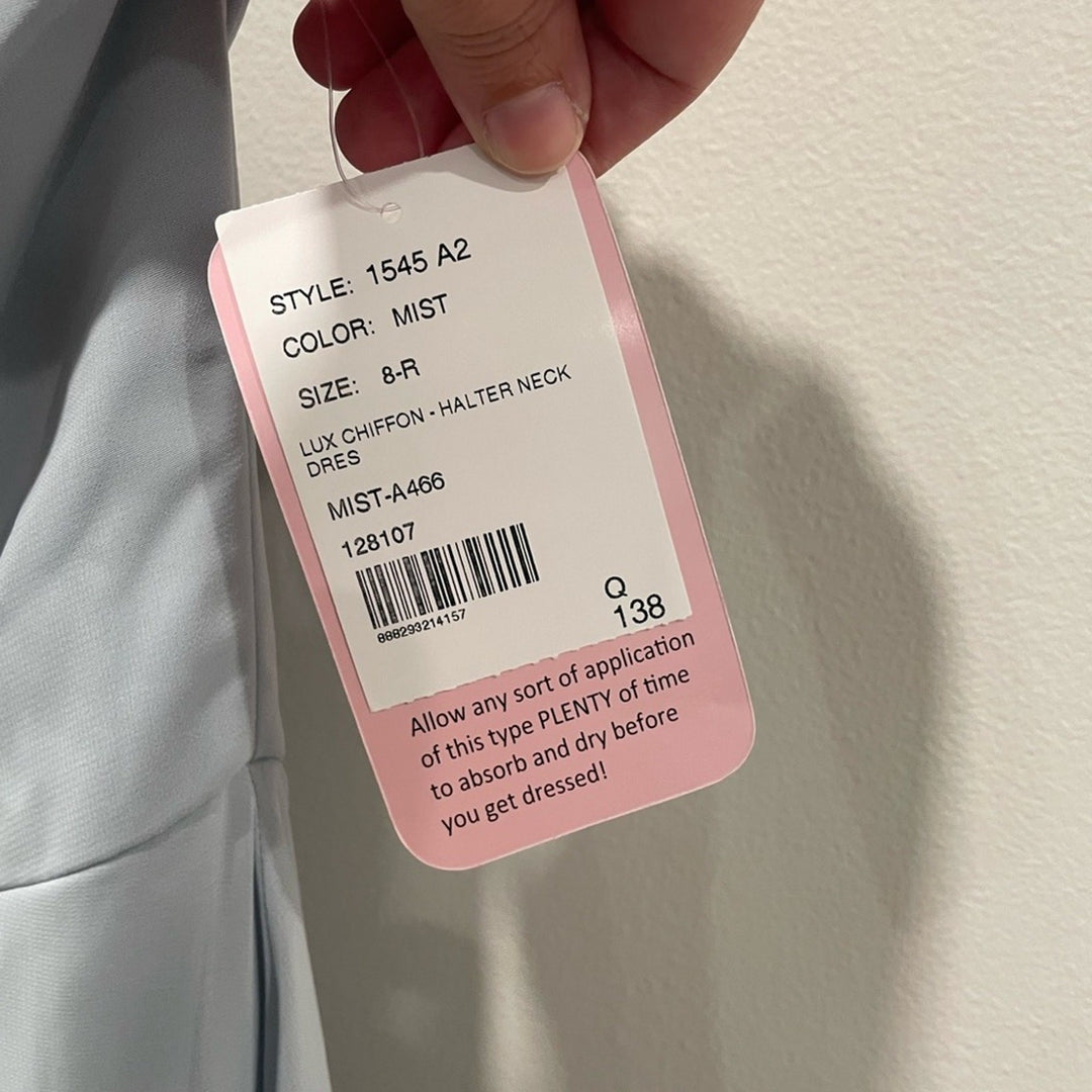 After Six High Neck Halter Backless Maxi Dress In Mist Size 8