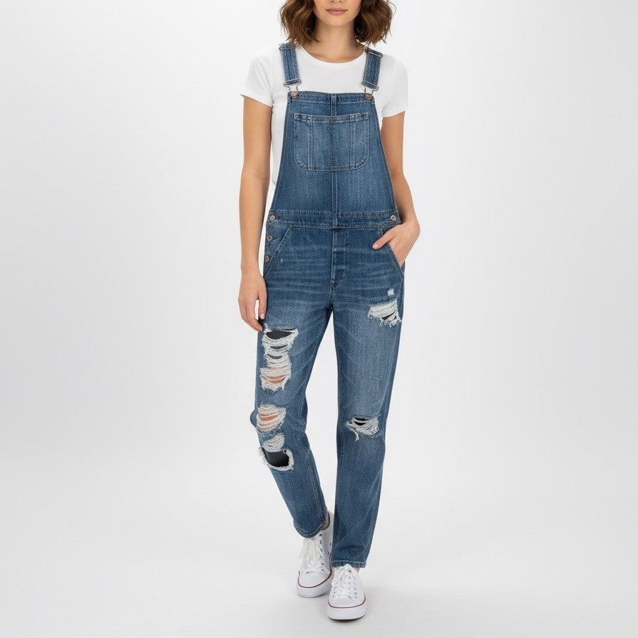 American Eagle Outfitters Tomgirl Overalls Distressed Denim Blue Size M