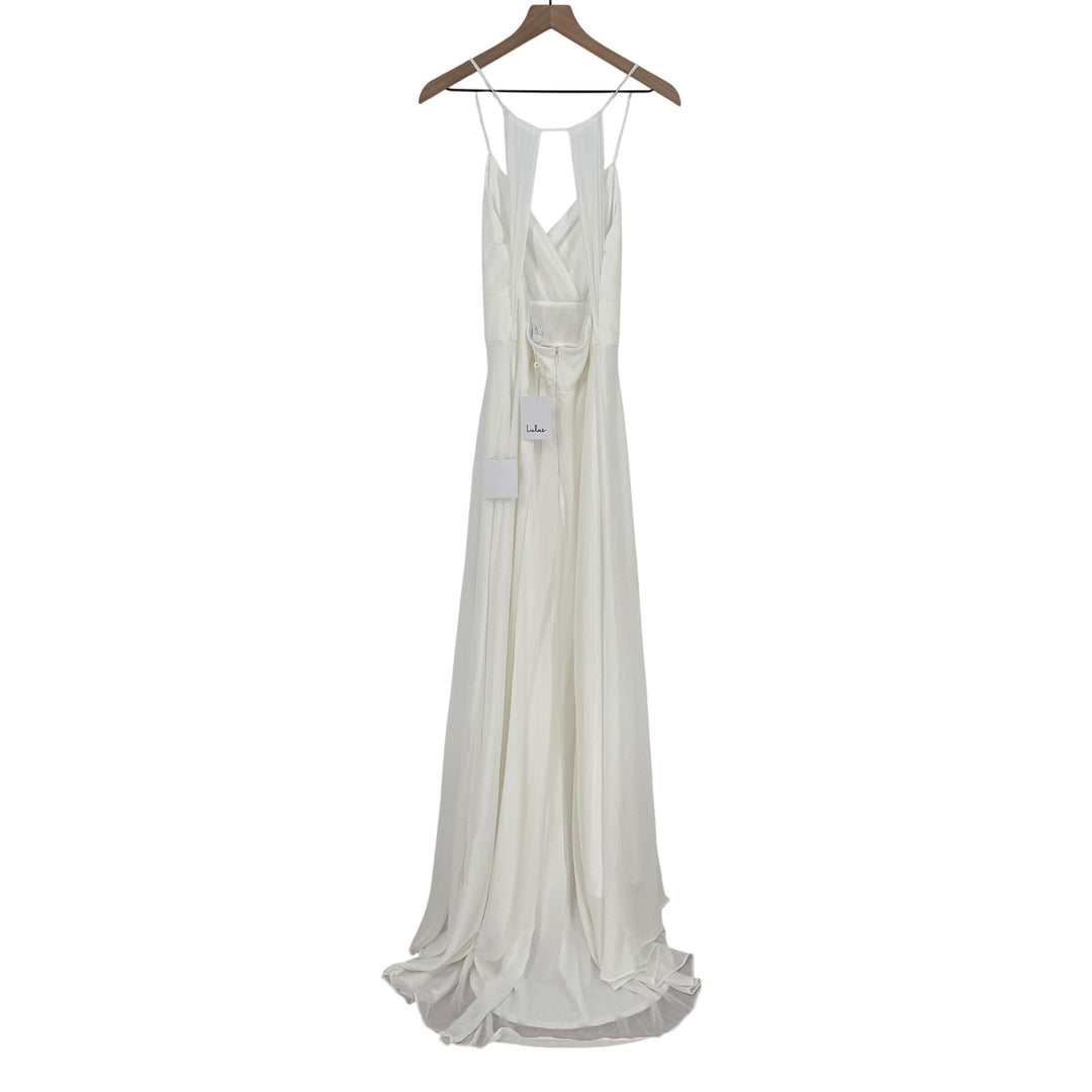 Lulus Romantic Inspiration White Sleeveless Faux-Wrap Maxi Dress Size L