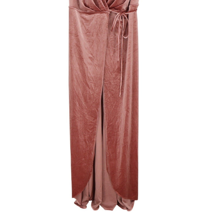 AFTER SIX Velvet Maxi Wrap Dress In Tawny Rose Size M