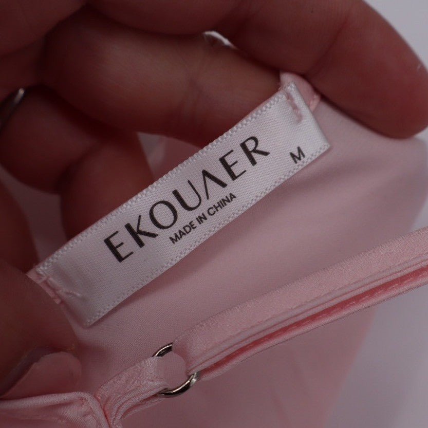 EKOUAER Pink Camisole Tank Top Cowl Neck Spaghetti Strap Size M