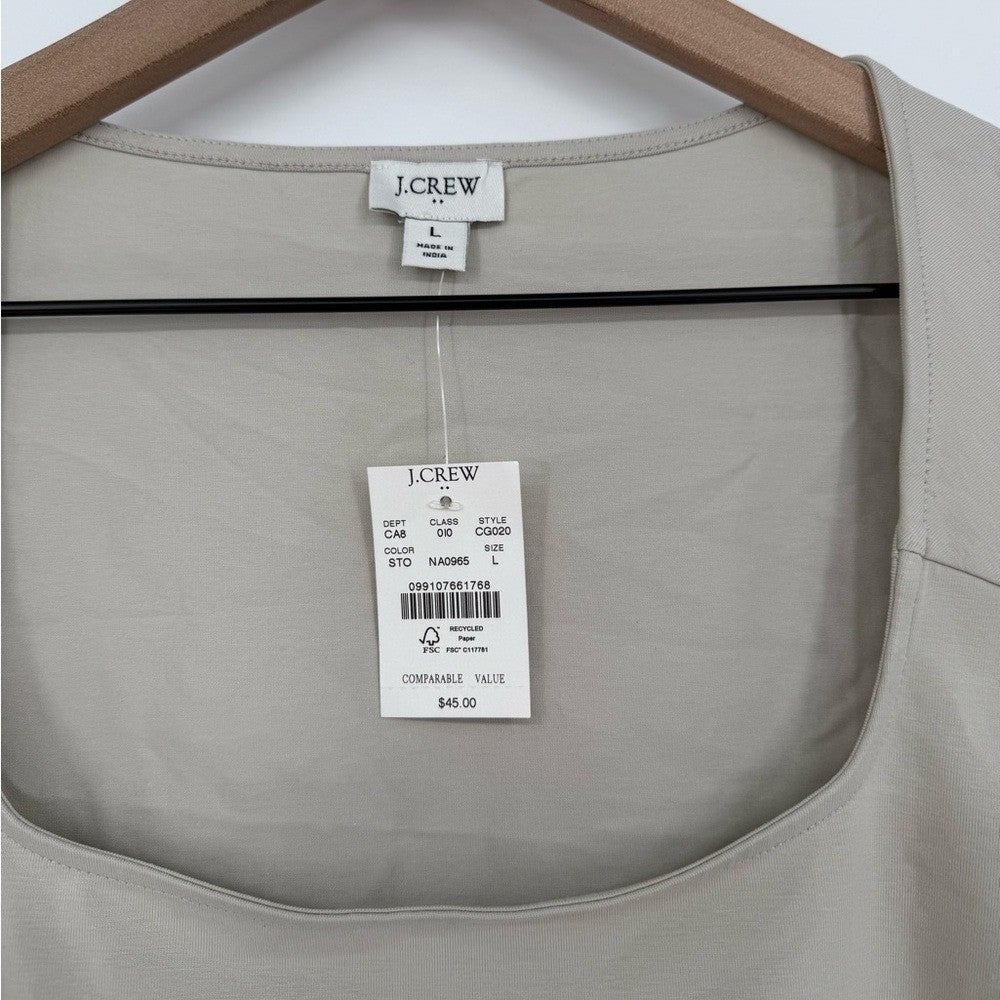 J.Crew Cap-Sleeve Stretch Cotton-Blend Squareneck Tank Top Size L