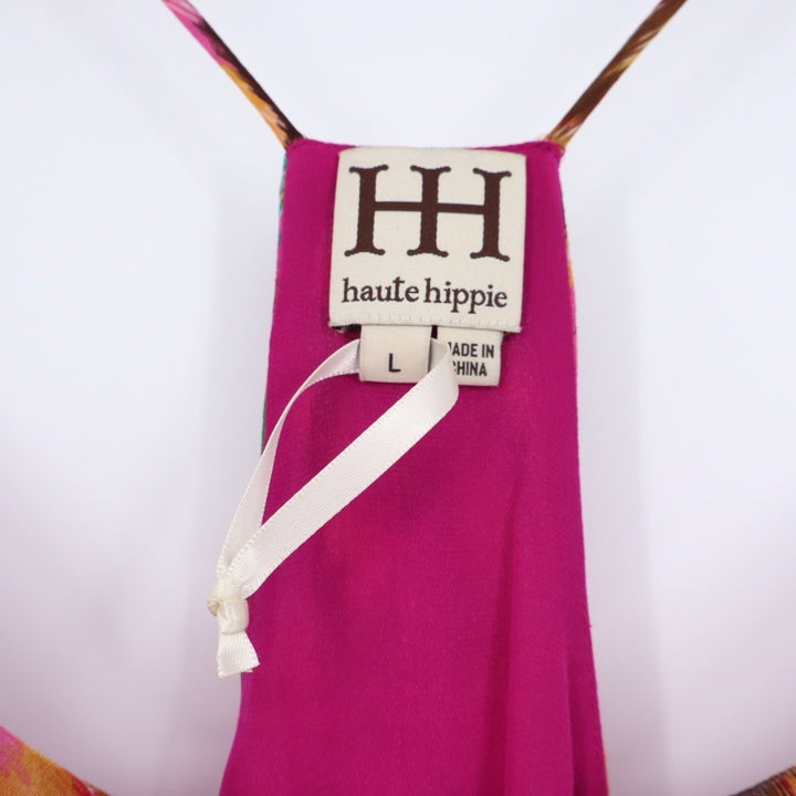 Haute Hippie Silk Tiered Chevron Print Camisole Dress Size L