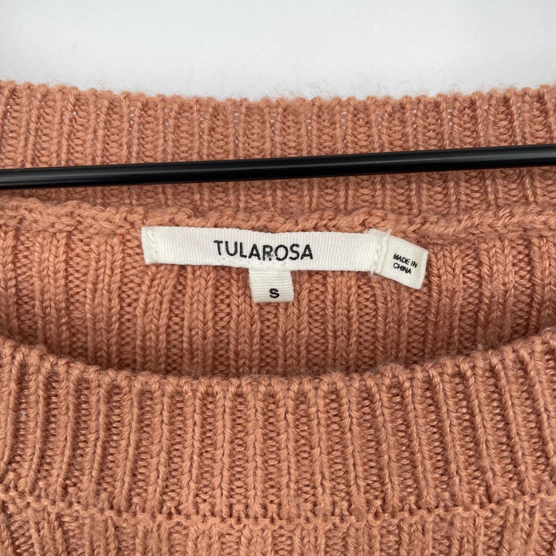 TULAROSA Cropped Ribbed Bell Sleeve Sweater Rust Orange Size S