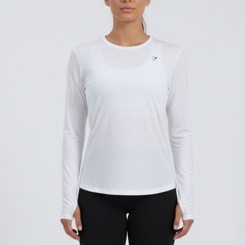 Gymshark Super Soft Cut Out Long Sleeve Top White Athletic Fitness Activewear
