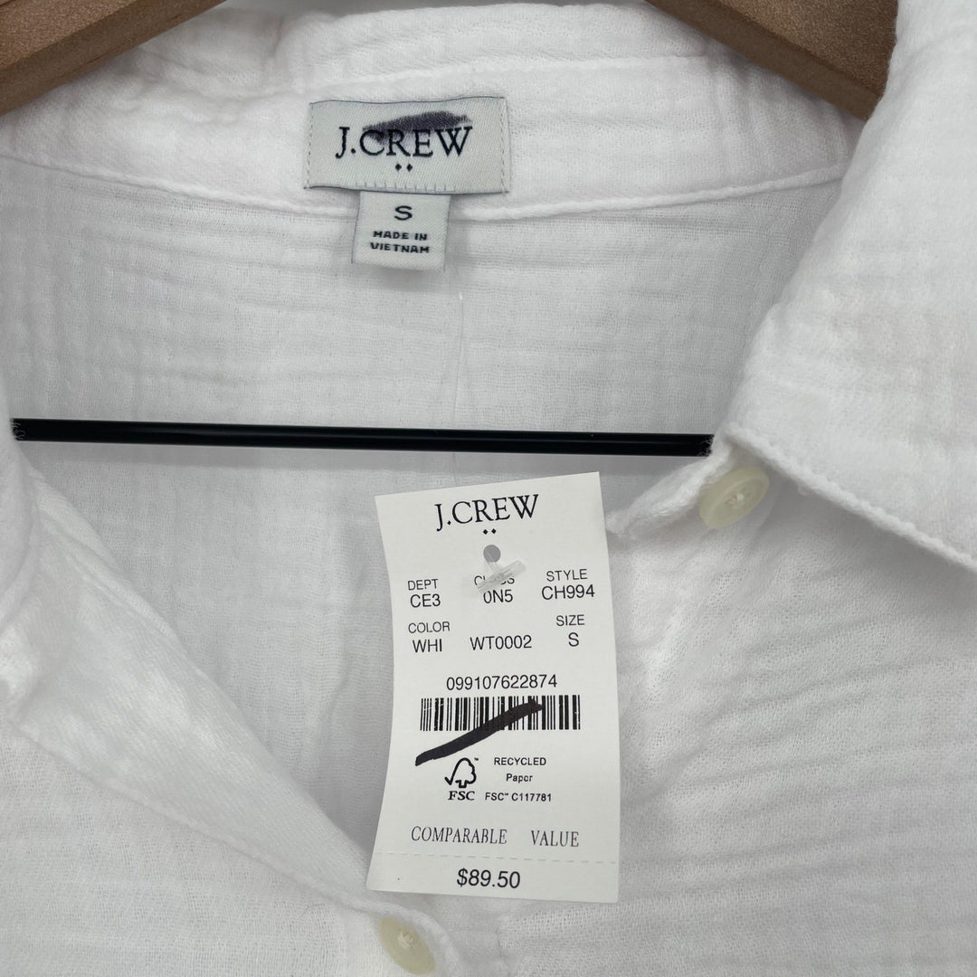 J. Crew White Gauze Shirt Tunic Button Up Long Sleeve Top Size S