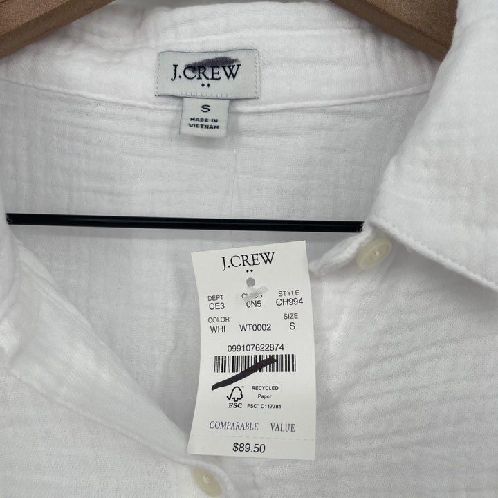 J. Crew White Gauze Shirt Tunic Button Up Long Sleeve Top Size S
