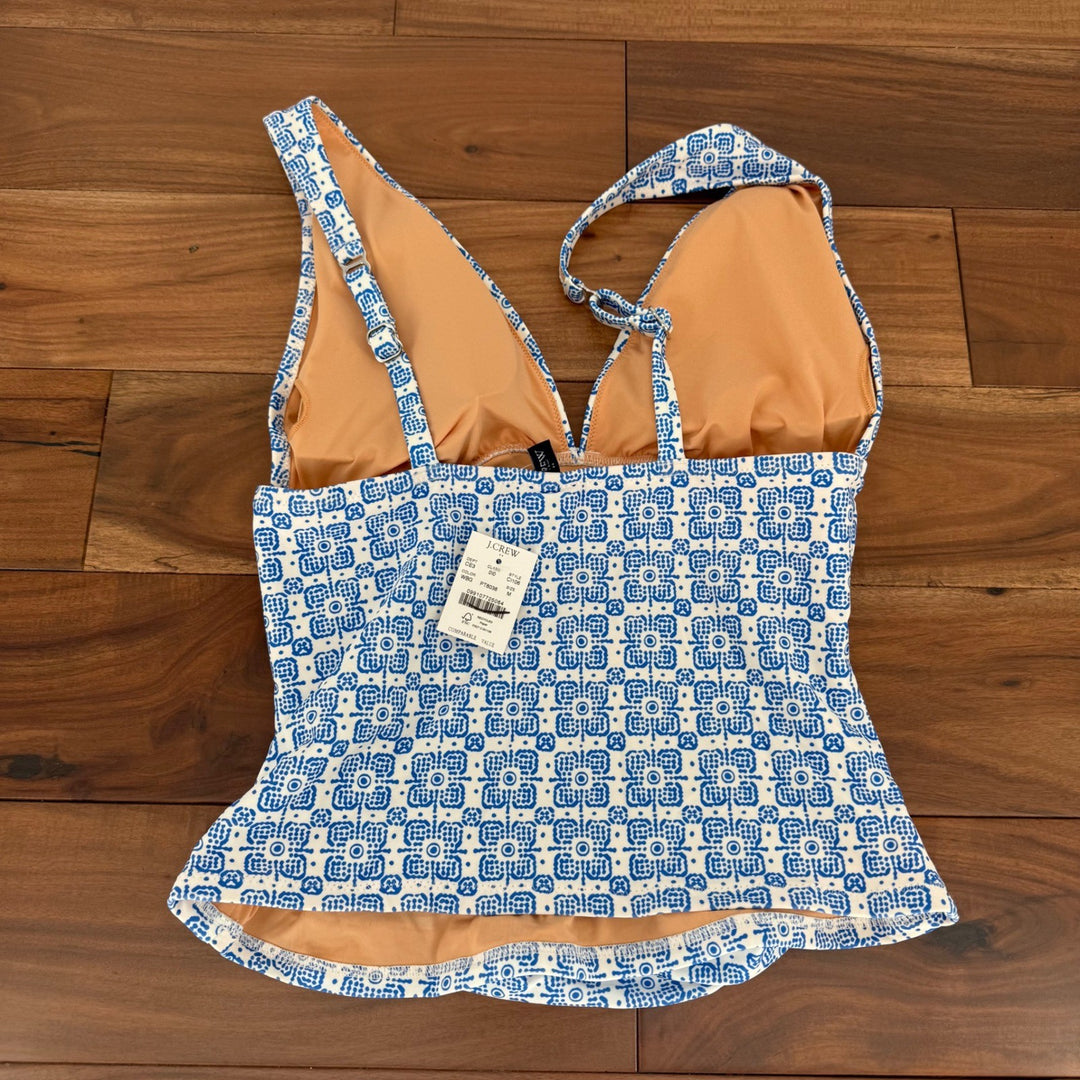 J.Crew Ruched Plunge Floral-Print Tankini Top Size M