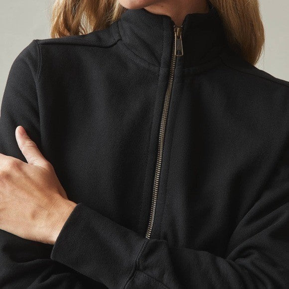 American Giant Black Full Zip Mock Neck Sweatshirt Jacket Mens XL Made USA