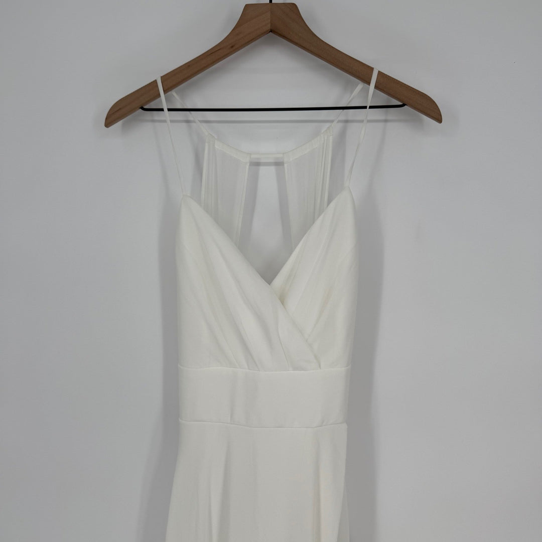 Lulus Romantic Inspiration White Sleeveless Faux-Wrap Maxi Dress Size L