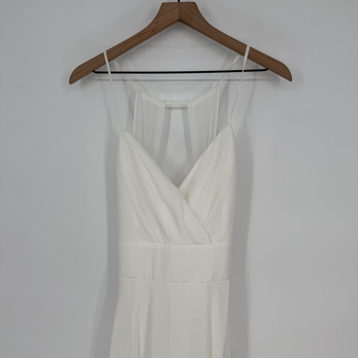 Lulus Romantic Inspiration White Sleeveless Faux-Wrap Maxi Dress Size L