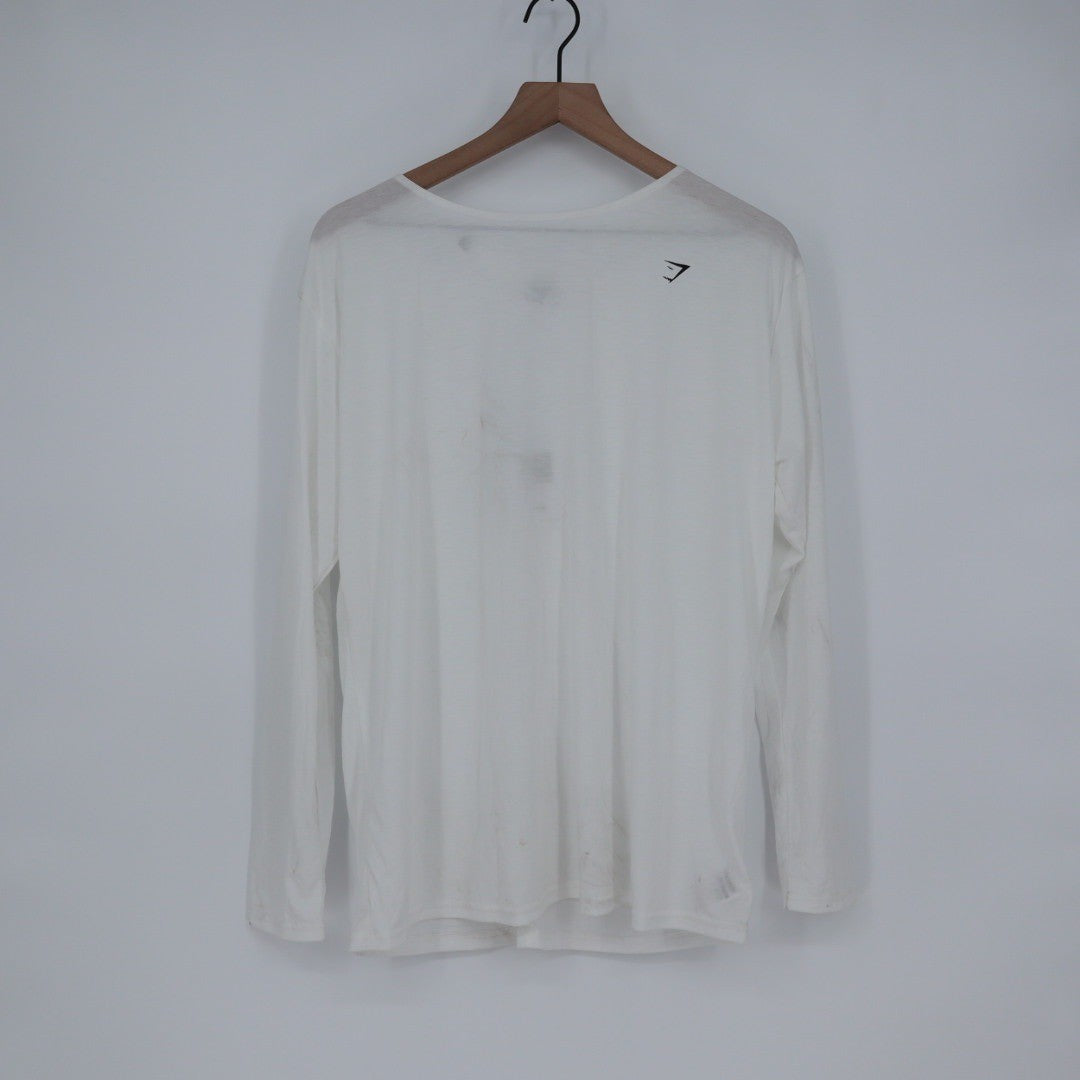 Gymshark Super Soft Cut Out Long Sleeve Top White Athletic Fitness Activewear