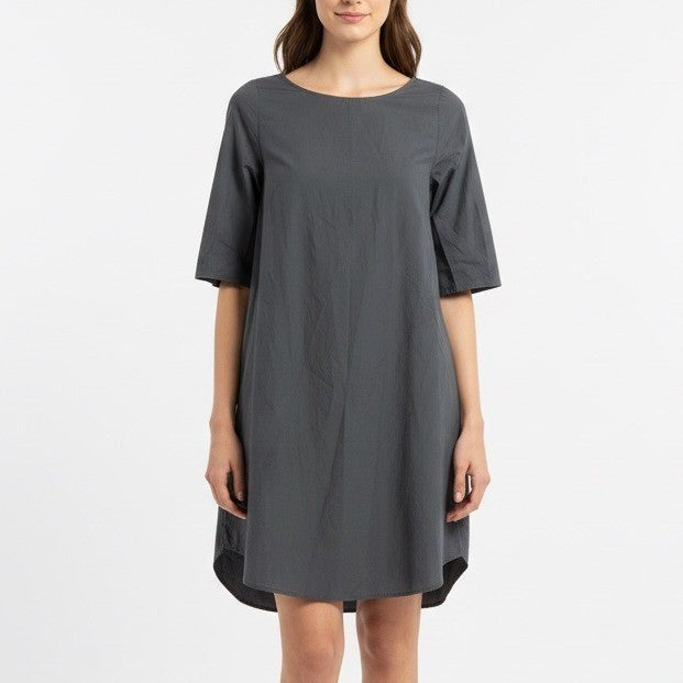 COS Gray Short Sleeve V-Neck Midi Dress Size 34 EUR