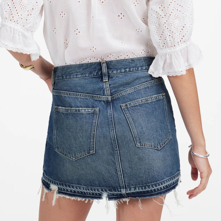 Madewell Postage-Stamp Denim Mini Skirt Croswell Wash Size 32
