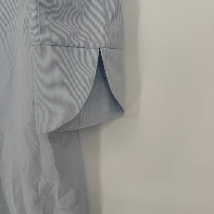 English Factory Light Blue Pinstripe Off Shoulder Button Down Shirt Dress