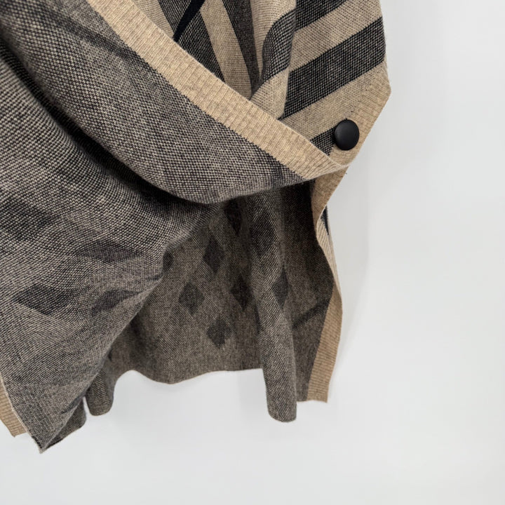 Bacciano Tan Plaid Turtleneck Poncho Cape Sweater Size M