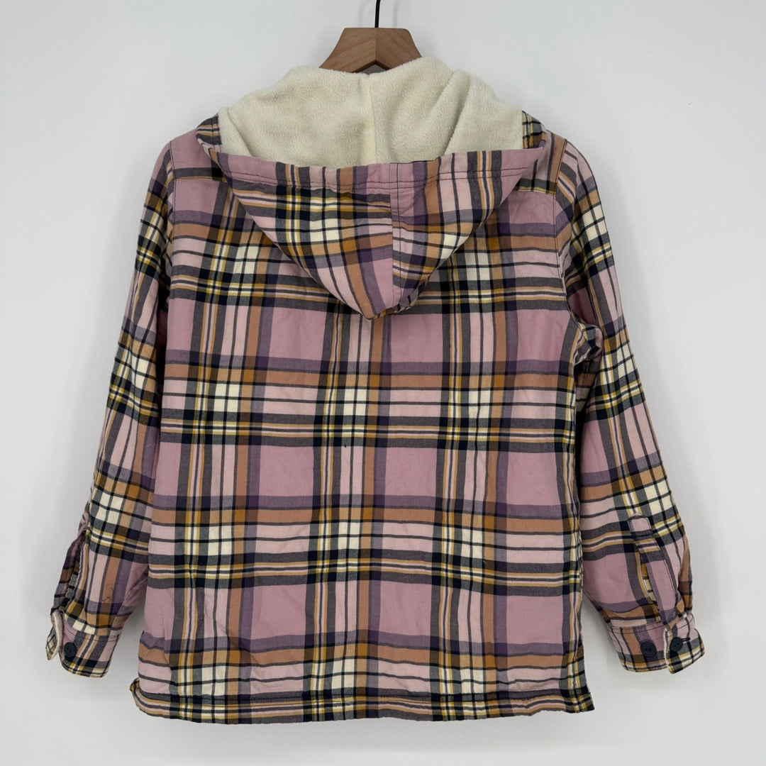 LLBean Sherpa Lined Plaid Flannel Shirt Jacket Hoodie XS