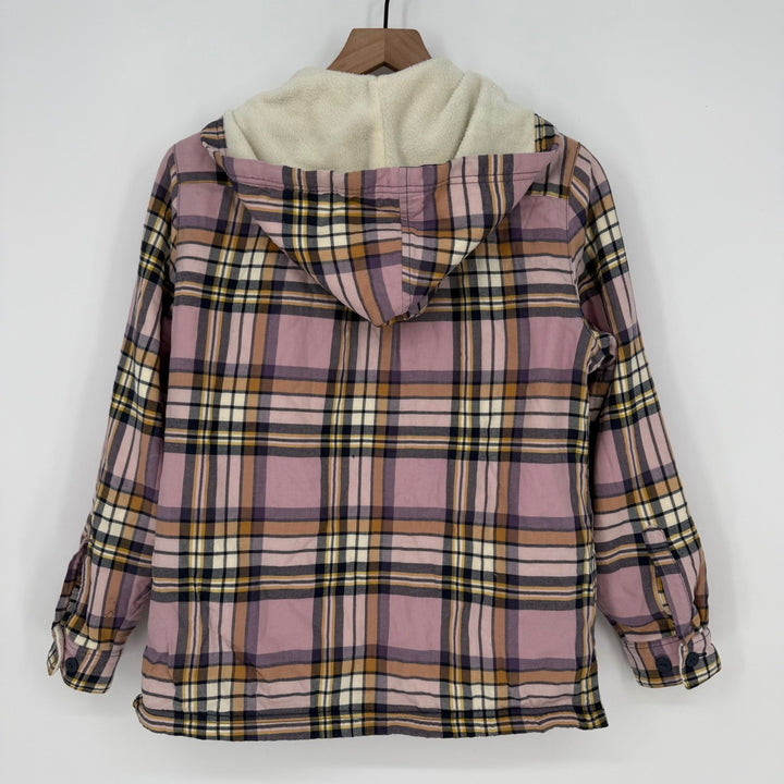 LLBean Sherpa Lined Plaid Flannel Shirt Jacket Hoodie XS