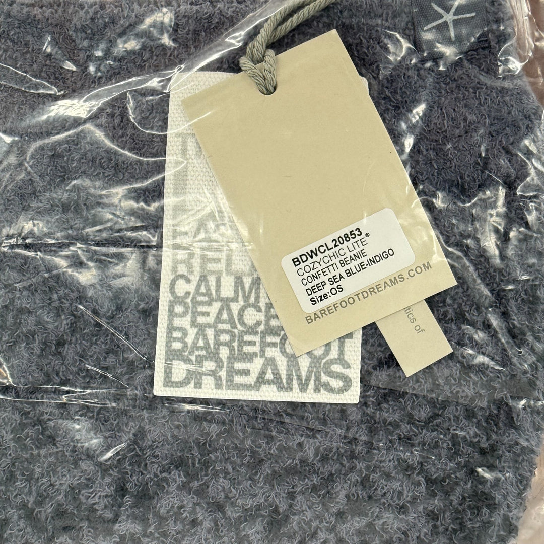 Barefoot Dreams CozyChic Lite Confetti Beanie Hat Womens OS Deep Sea Blue Winter