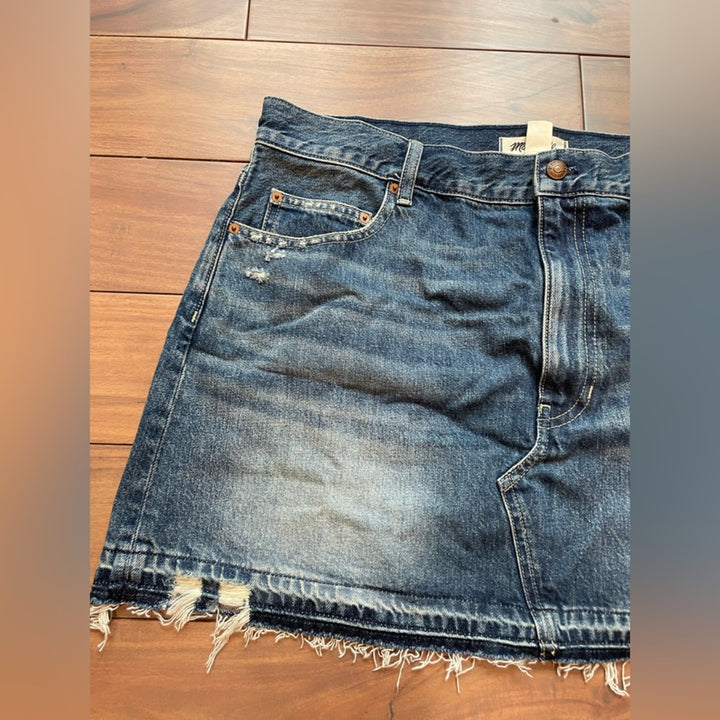 Madewell Postage-Stamp Denim Mini Skirt Croswell Wash Size 32