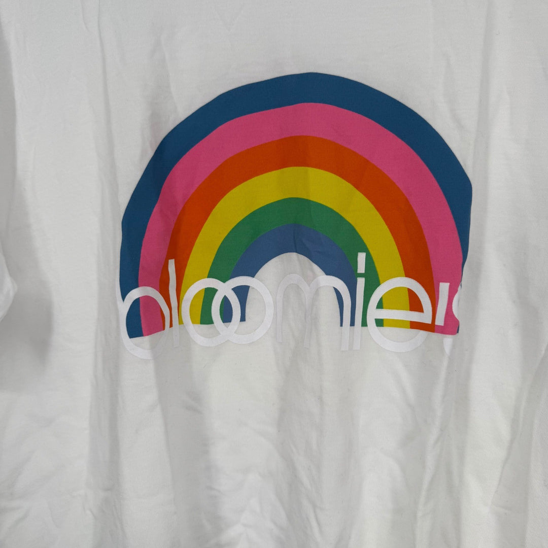 Bloomies Rainbow Graphic T-Shirt White Short Sleeve Top Made in USA Women's M