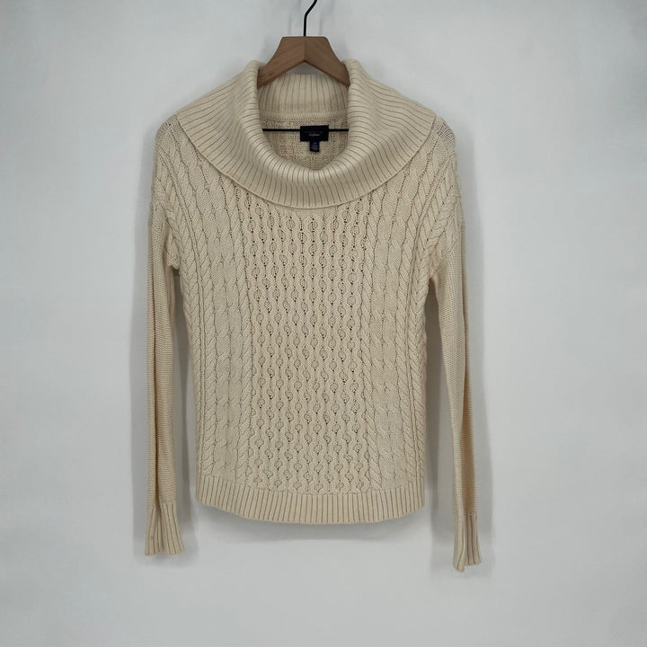 American Eagle Outfitters Cream Cable Knit Cowl Neck Sweater Size S P