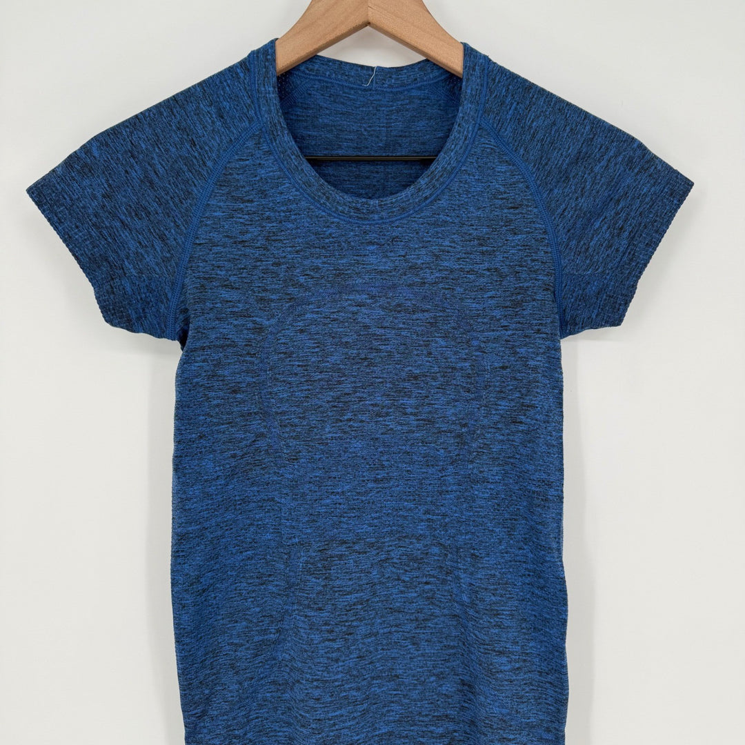 Lululemon Swiftly Tech Short Sleeve T Shirt Top Blue Heathered Women Size 4