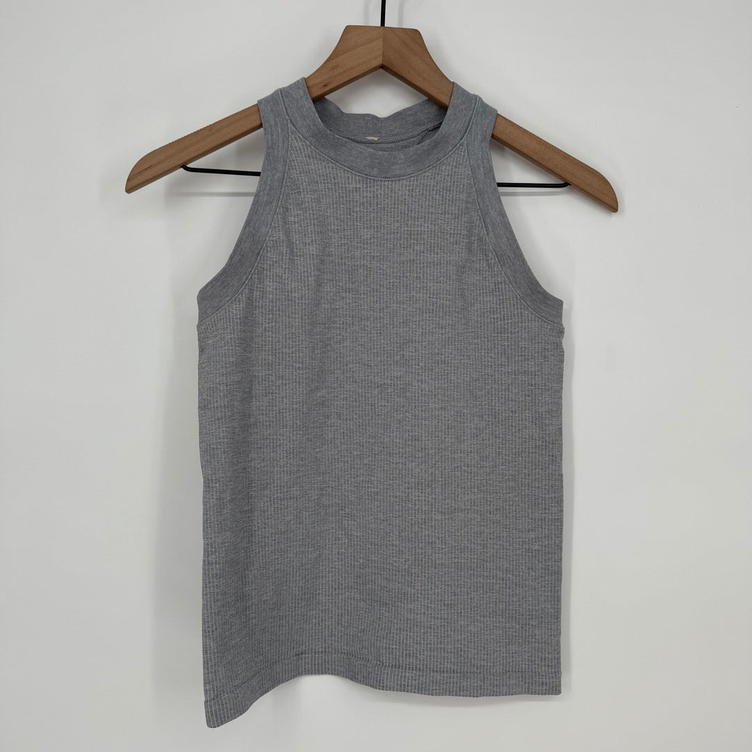 Lululemon Grey Ribbed Racerback Tank Top Sleeveless Mock Neck Athleisure Size 4