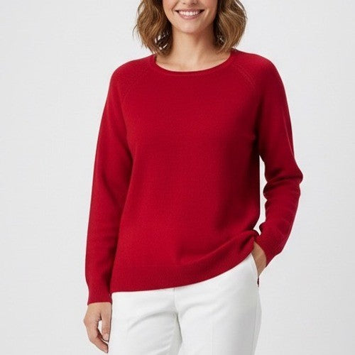 Sweet Romeo Red Crew Neck Long Sleeve Raglan Sweater Top Women Size Medium