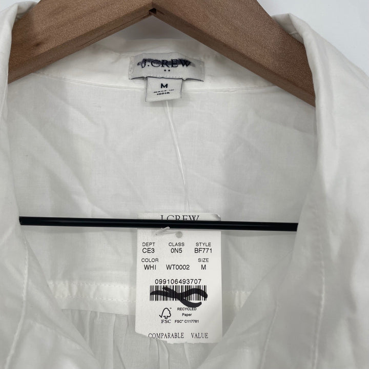 J. Crew White Cotton Belted Shirt Dress Sheath Style M