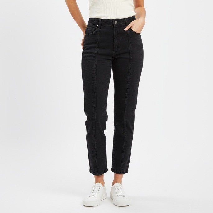 Everlane Women's Black Cotton Blend Cropped Straight Leg Pants Size 2R