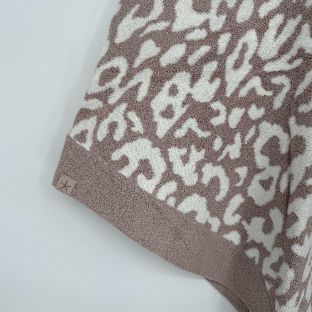 Barefoot Dreams CozyChic Ultra Lite Breeze Poncho Womens OS Rose Animal