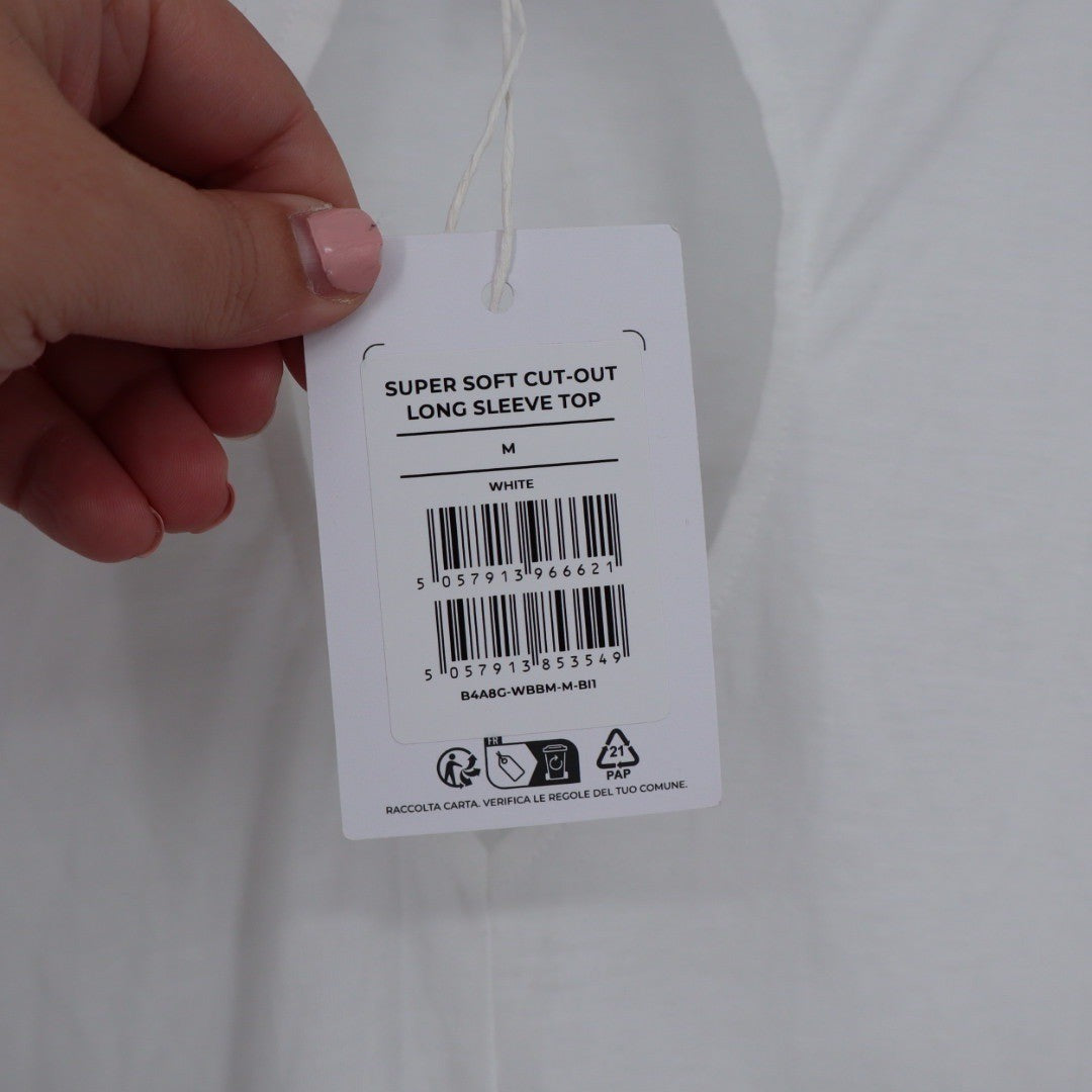 Gymshark Super Soft Cut Out Long Sleeve Top White Athletic Fitness Activewear